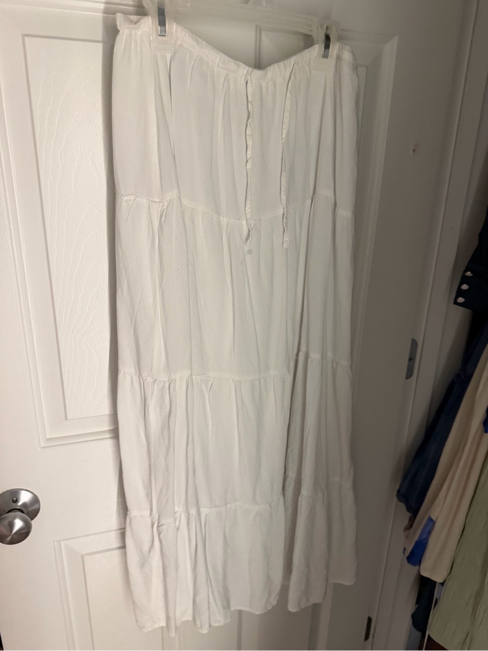 Brandy Melville White Tiered Maxi Skirt